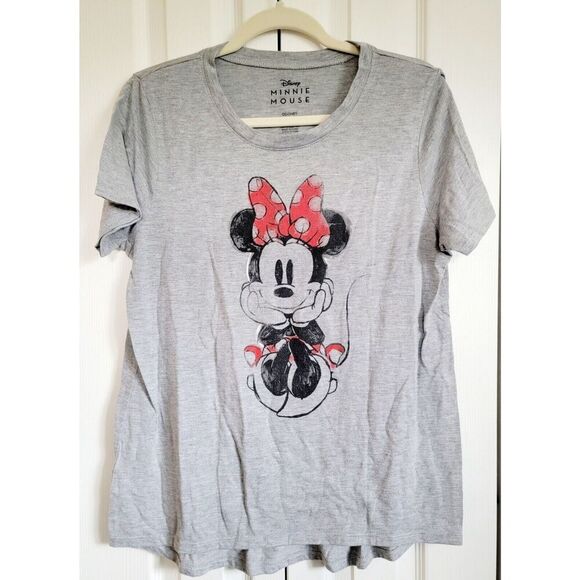 Disney T-Shirt Adult Unisex XL Gray Minnie Mouse SS Round Neck‎ - Picture 1 of 4